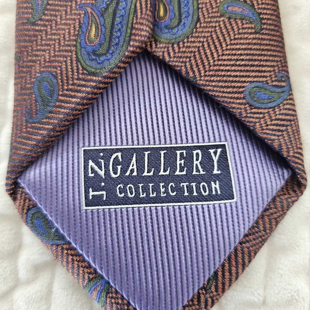 JZ Gallery Classic Burnt‎ Orange and Blue Paisley Tie